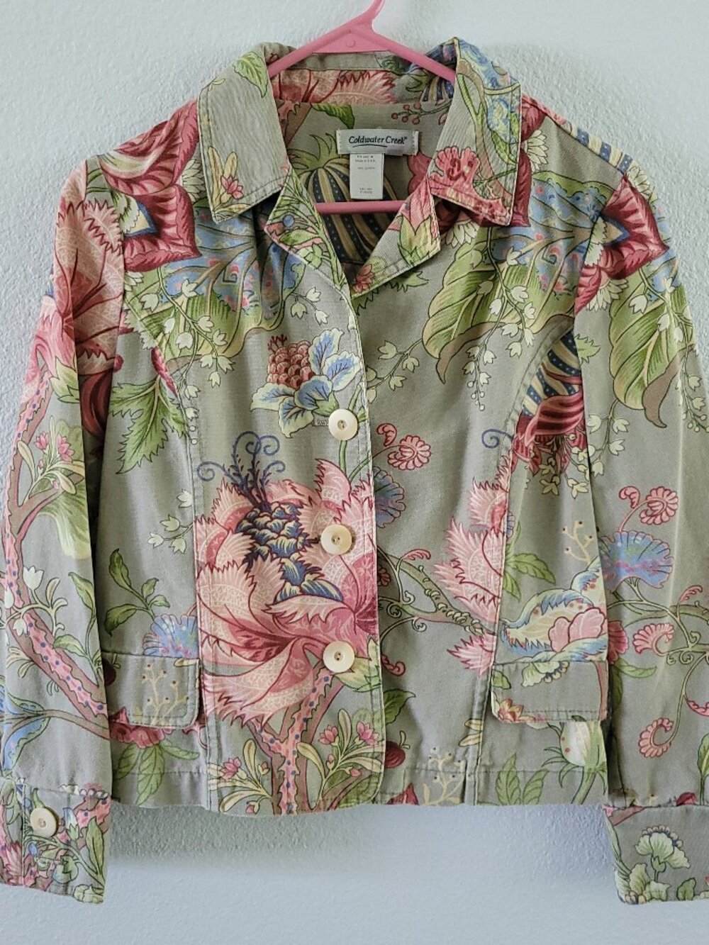 Coldwater Creek Floral Denim Trucker Jacket / Petite Small PS